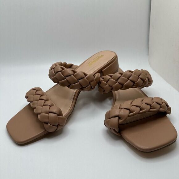 CUSHIONAIRE Women's two band braided low block heel slide sandal +Memory Foam 7 - Picture 7 of 7